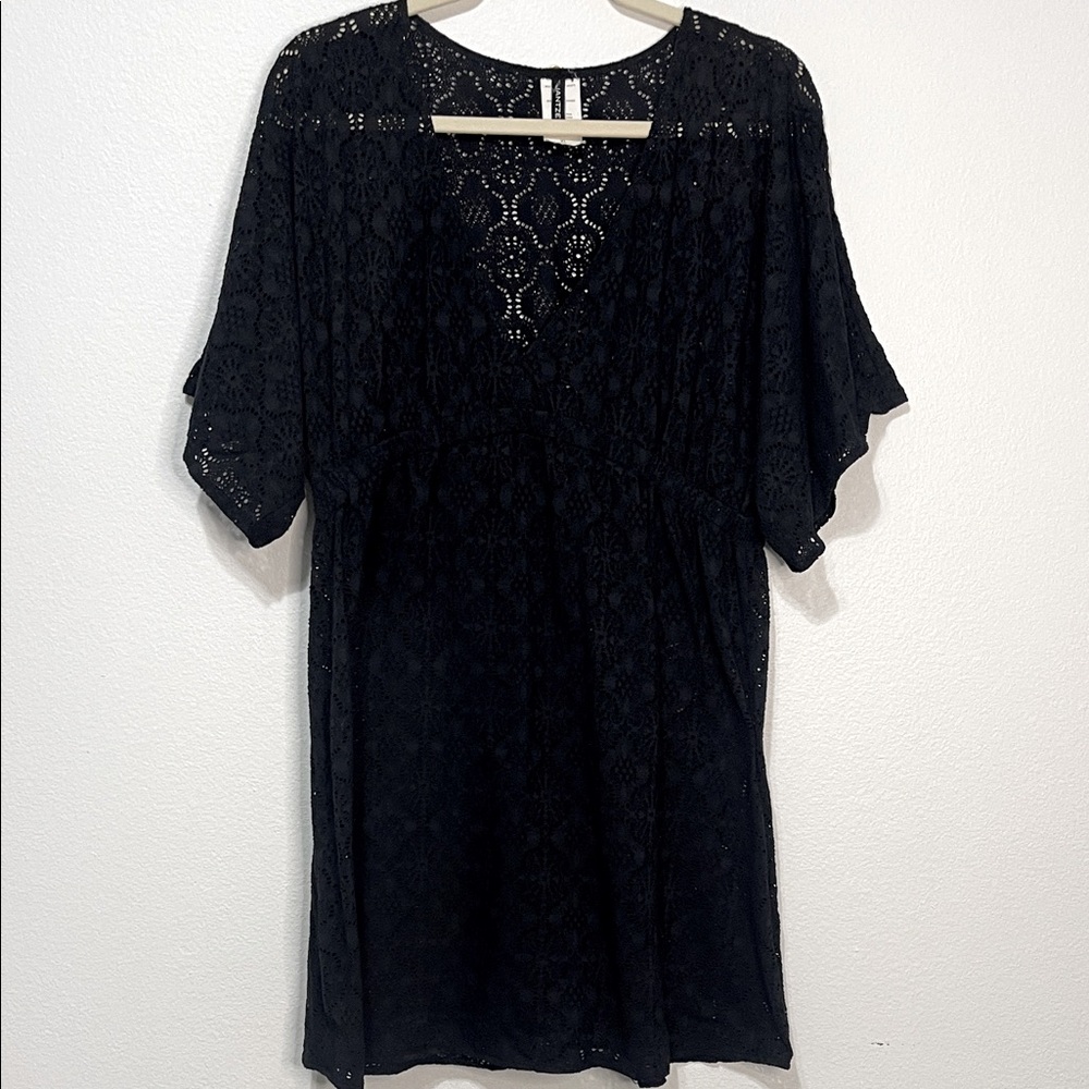 Jantzen Black Lace Swim Coverup Size XL Empire Waist 18” to 23” - Picture 1 of 6